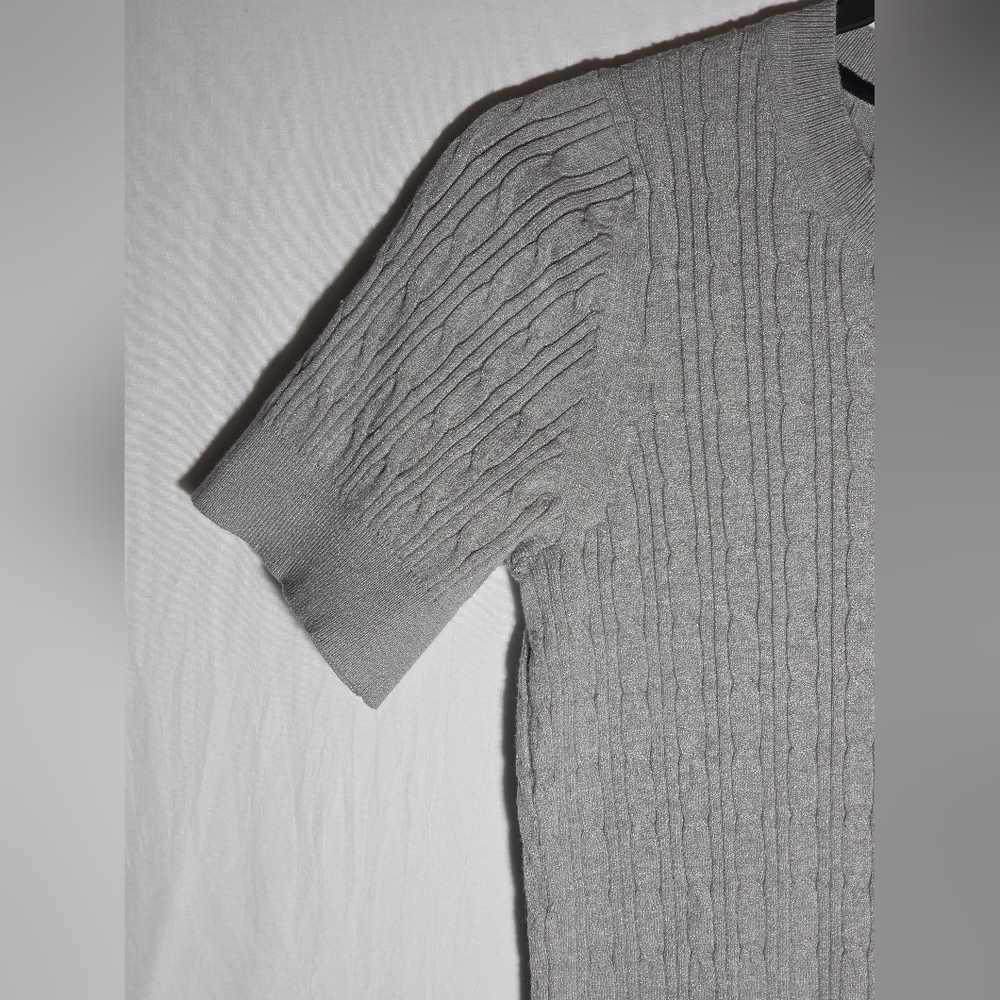 Free Assembly Grey Cable Knit Sweater Top Coquette Old Money Coastal Grandma - Picture 5 of 6